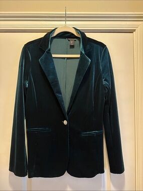 Tahari Emerald green Velvet Single-Button Blazer